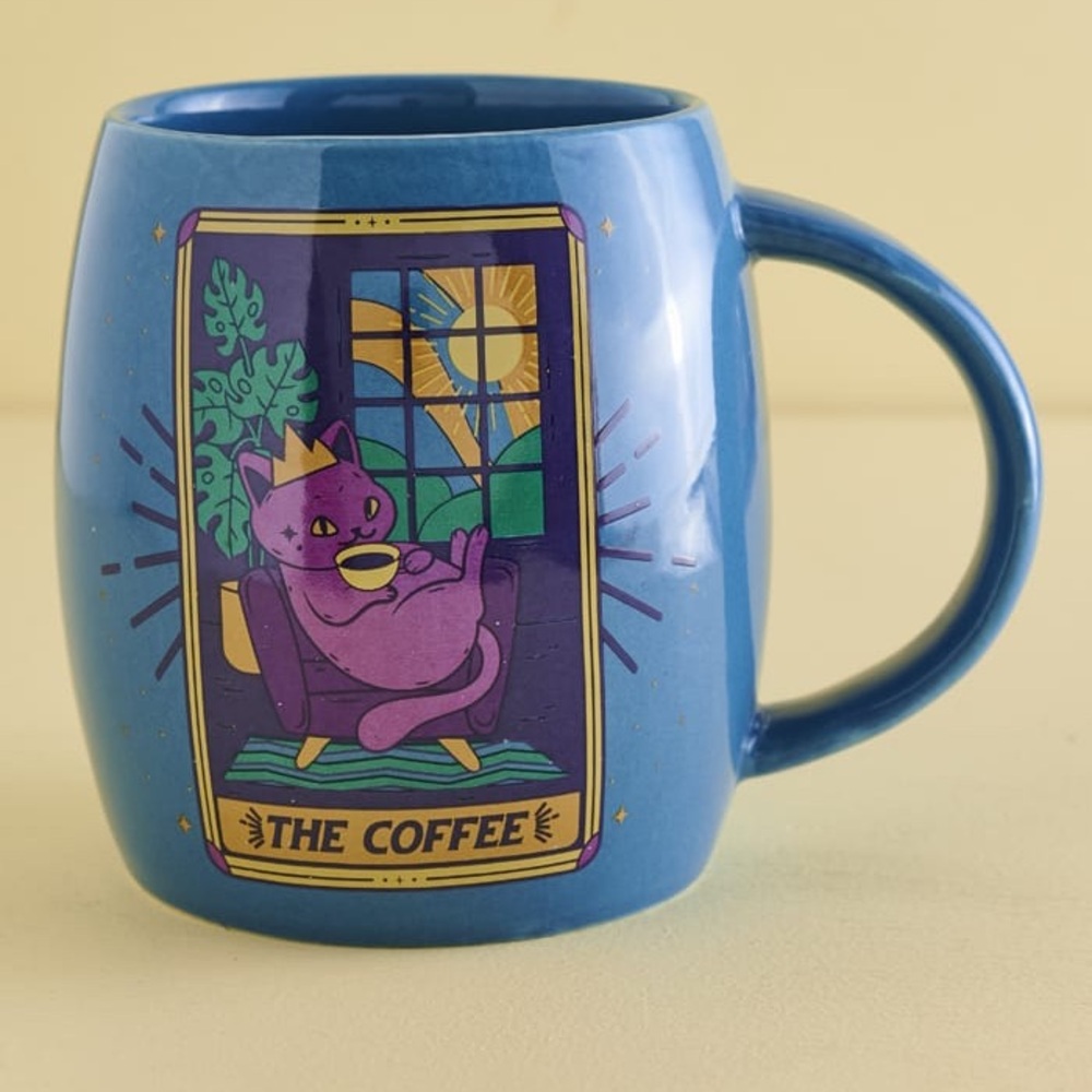 The Coffee Tarot Card Mug, Blue, NWT